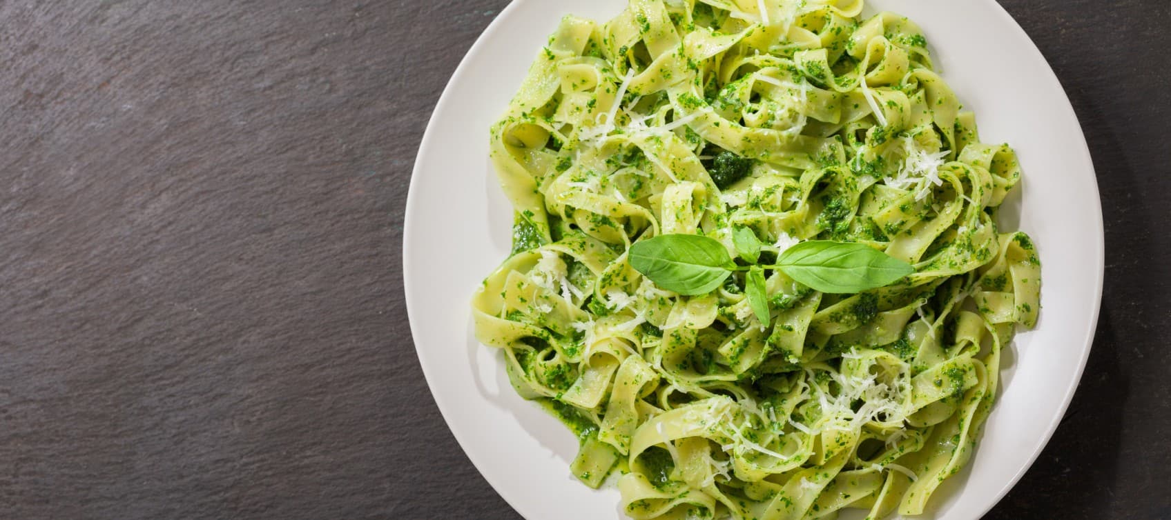 Plate of pasta with pesto